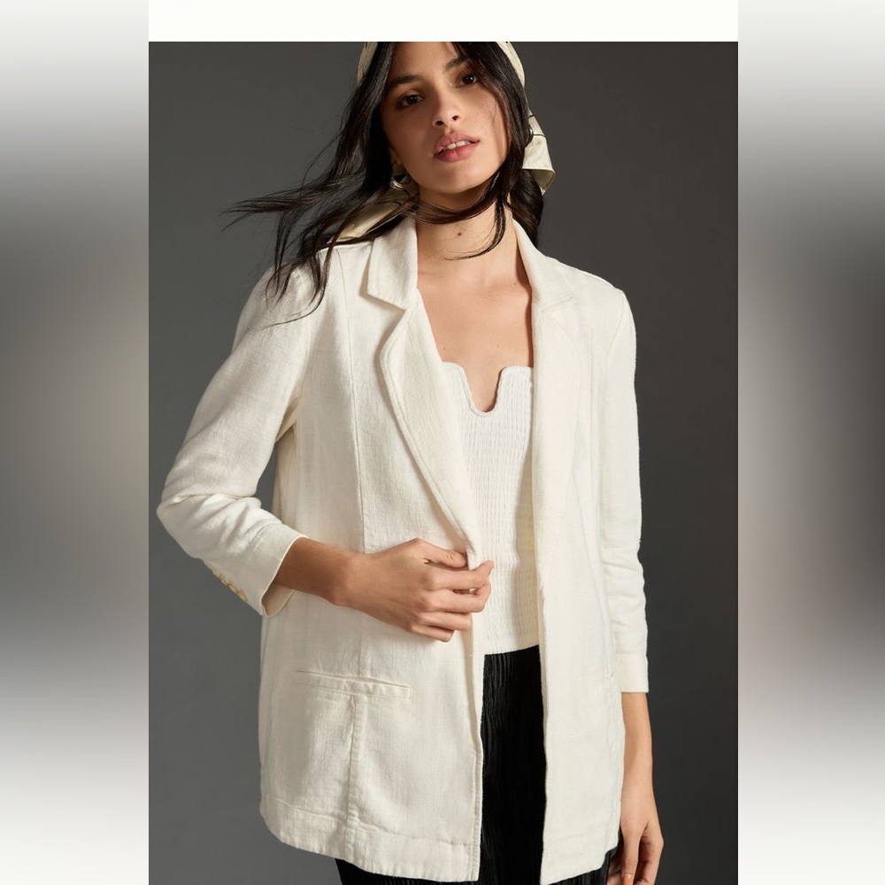 Anthropologie linen tulip blazer